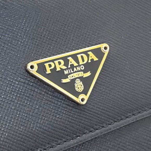 Prada Wallet Triangle Saffiano Leather Black Bifold Medium NERO - Picture 6 of 8